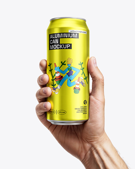 Aluminium Can in a Hand Mockup