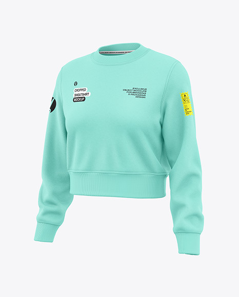 Women&#039;s Cropped Sweatshirt Mockup - Half Side View