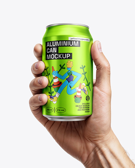 Aluminium Can in a Hand Mockup
