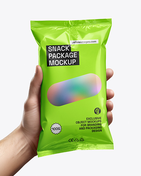 Snack Package in a Hand Mockup