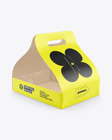 Kraft Paper Box w/ Handle for Food Delivery Mockup