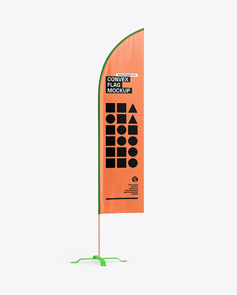 Convex Flag with Metallic Base Mockup