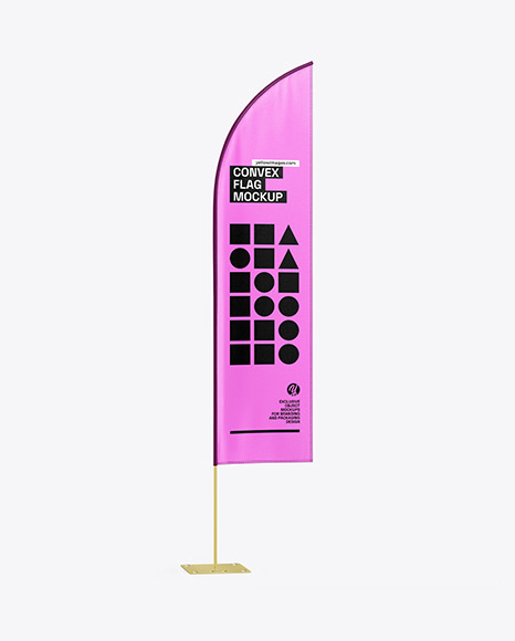 Convex Flag with Metallic Base Mockup
