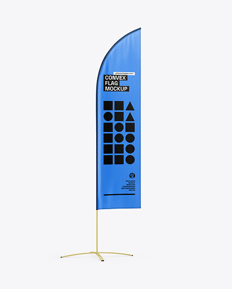 Convex Flag with Metallic Base Mockup