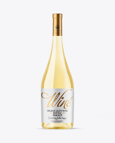 Clear Glass White Wine Bottle Mockup