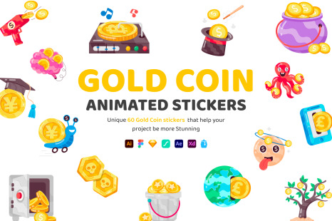 Animated Gold Coin Stickers