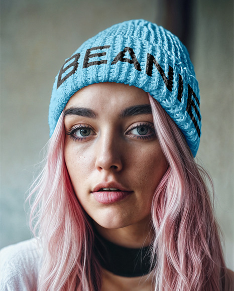 Woman in a Beanie Hat Mockup
