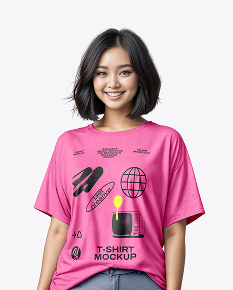 Woman in an Oversize T-Shirt Mockup