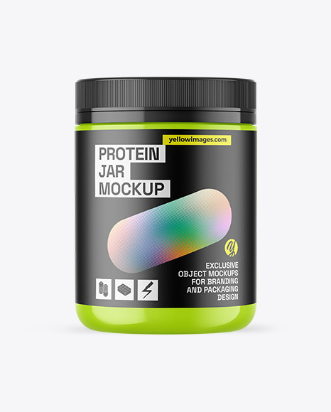 Glossy Protein Jar Mockup