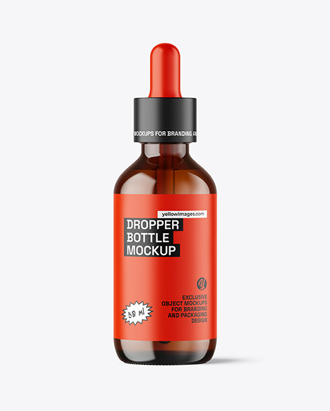 Amber Glass Dropper Bottle Mockup