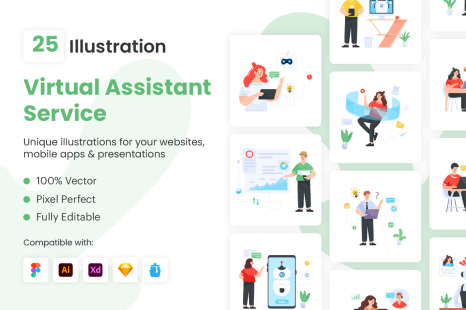 Virtual Assistant Service Illustrations