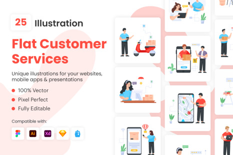 Flat Customer Services Illustrations