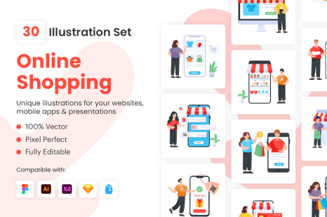 Online Shopping Illustration Set