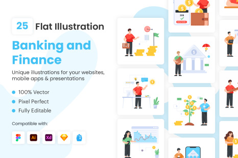 Flat Banking and Finance Illustrations