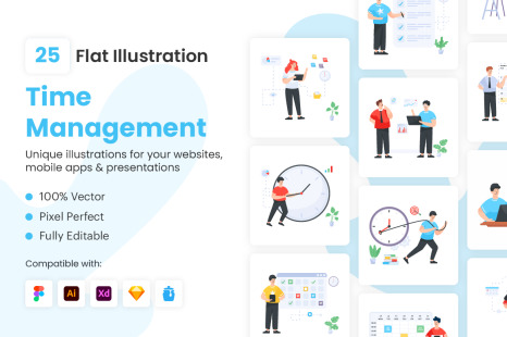 Flat Time Management Illustrations