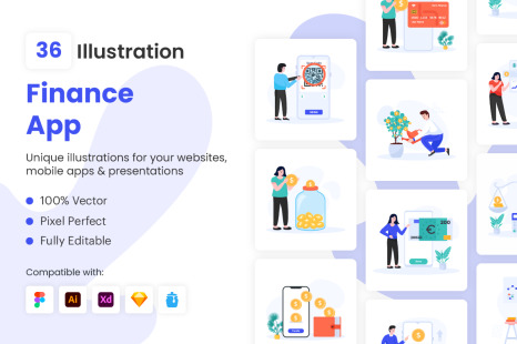 Flat Finance App Illustrations