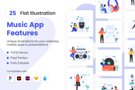 Flat Music App Illustrations