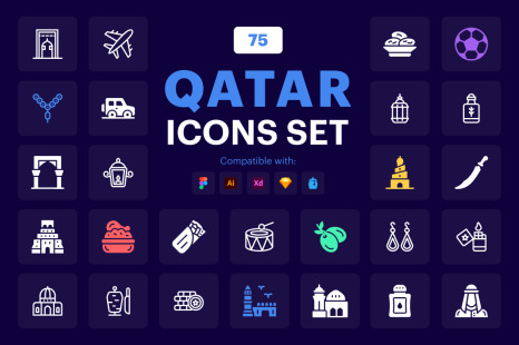 Qatar Icons Set