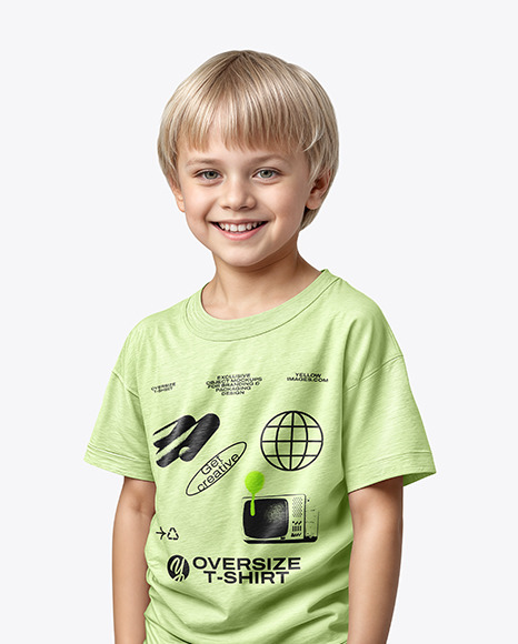 Boy Wearing a T-Shirt Mockup