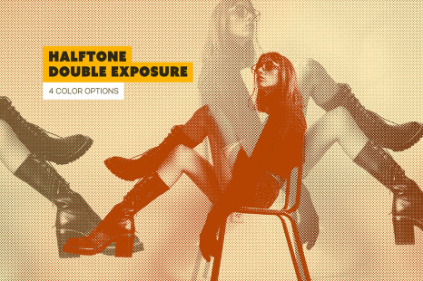 Halftone Double Exposure Photo Effect