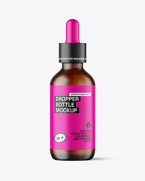 Frosted Amber Glass Dropper Bottle Mockup