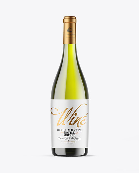 Green Glass White Wine Bottle Mockup