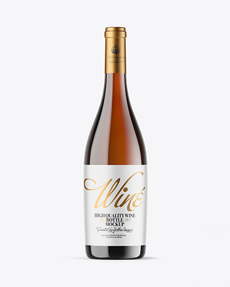 Amber Glass White Wine Bottle Mockup