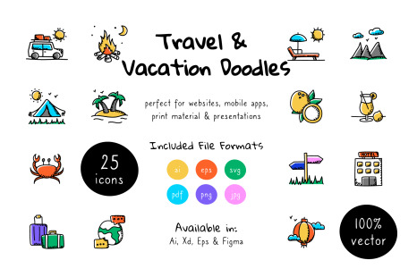 Travel and Tourism Doodle Icons