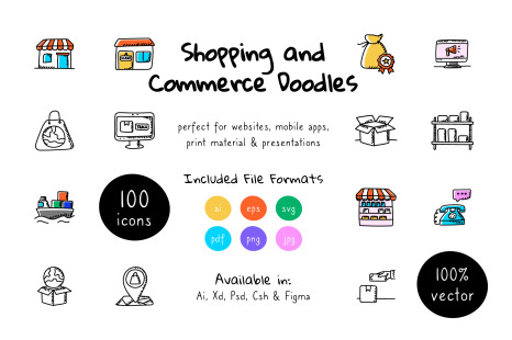 Shopping and Ecommerce Doodle Icons Pack