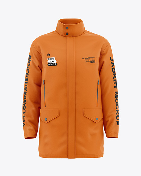 Men&#039;s Long Down Jacket Mockup - Front View