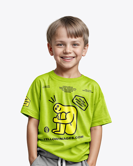 Boy Wearing a T-Shirt Mockup