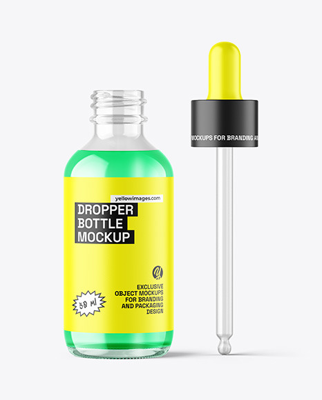 Color Liquid Glass Dropper Bottle Mockup