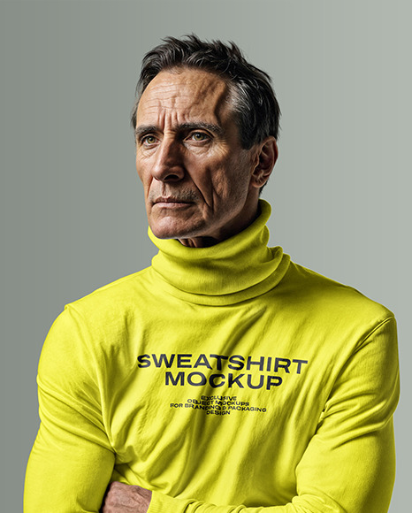 Man Wearing a Turtleneck Sweatshirt Mockup