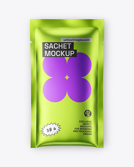 Matte Metallic Sachet Mockup