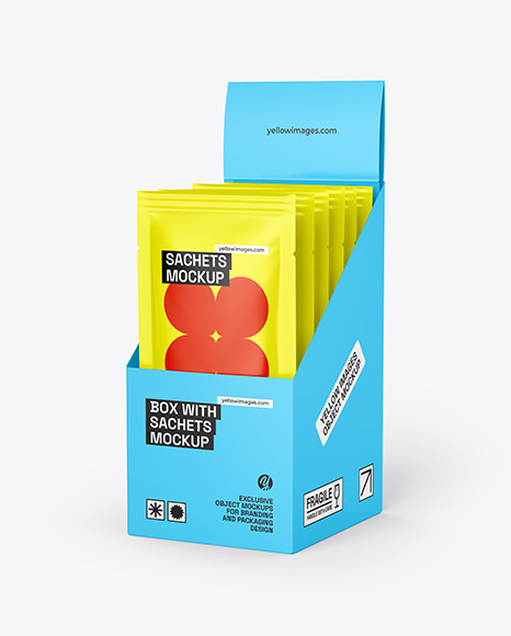Box With Matte Sachets Mockup