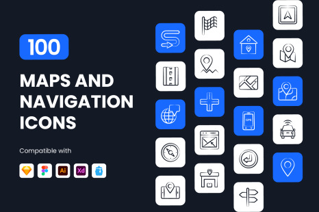 Maps and Navigation Icons