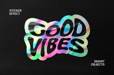 Holo Wrinkled Sticker Mockup