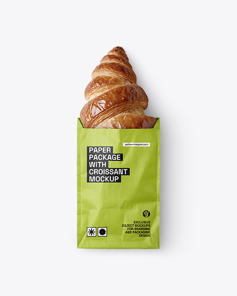 Paper Package w/ Croissant Mockup