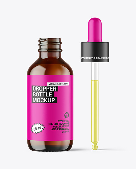 Amber Glass Dropper Bottle Mockup