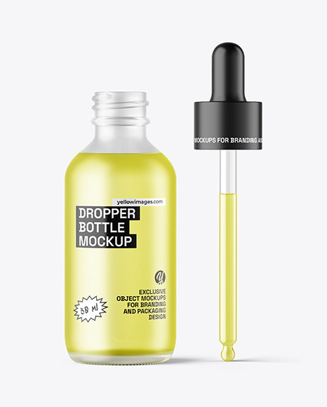 Frosted Glass Color Liquid Dropper Bottle Mockup