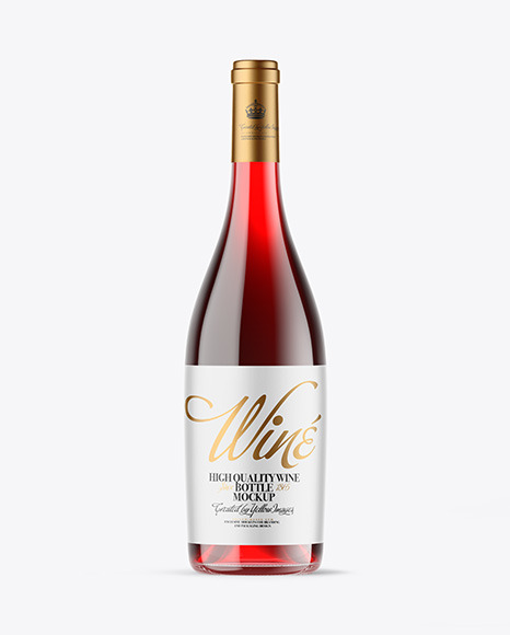 Clear Glass Red Wine Bottle Mockup