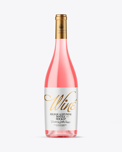 Clear Glass Pink Wine Bottle Mockup