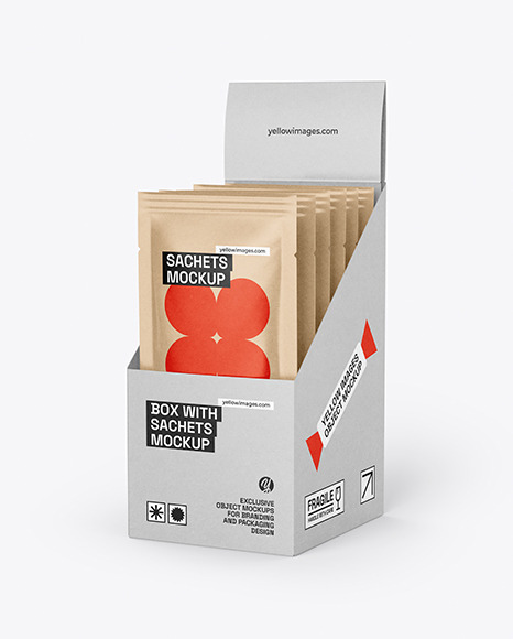 Box With Kraft Sachets Mockup