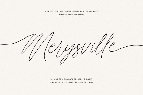 Merysville - Signature Font With Tails