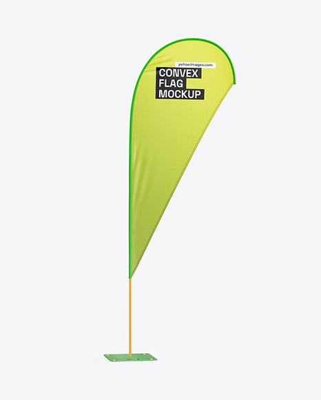Convex Flag with Metallic Base Mockup