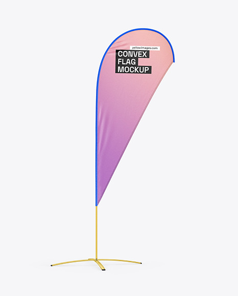 Convex Flag with Metallic Base Mockup