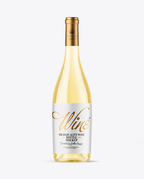 Clear Glass White Wine Bottle Mockup