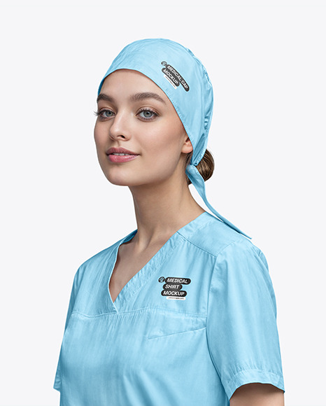 Young Woman Wearing a Medical Suit Mockup