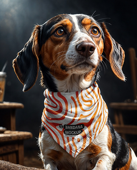 Cute Dog Wearing a Bandana Mockup
