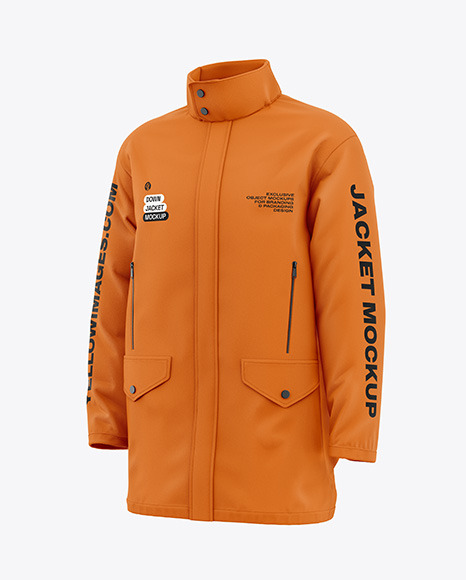 Men&#039;s Long Down Jacket Mockup - Half Side View